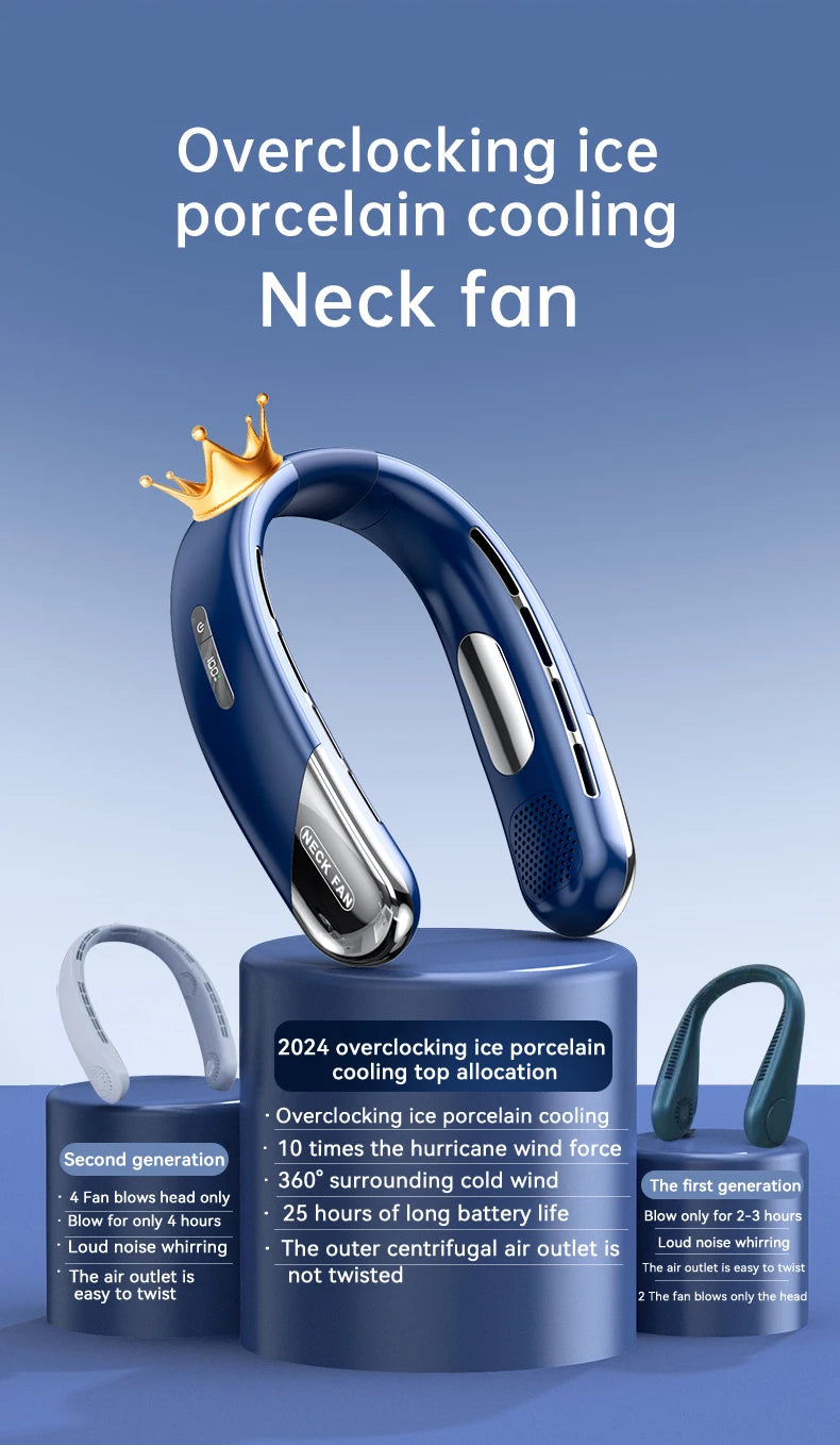 🌬️ USB Portable Neck Fan – Stay Cool in Style!