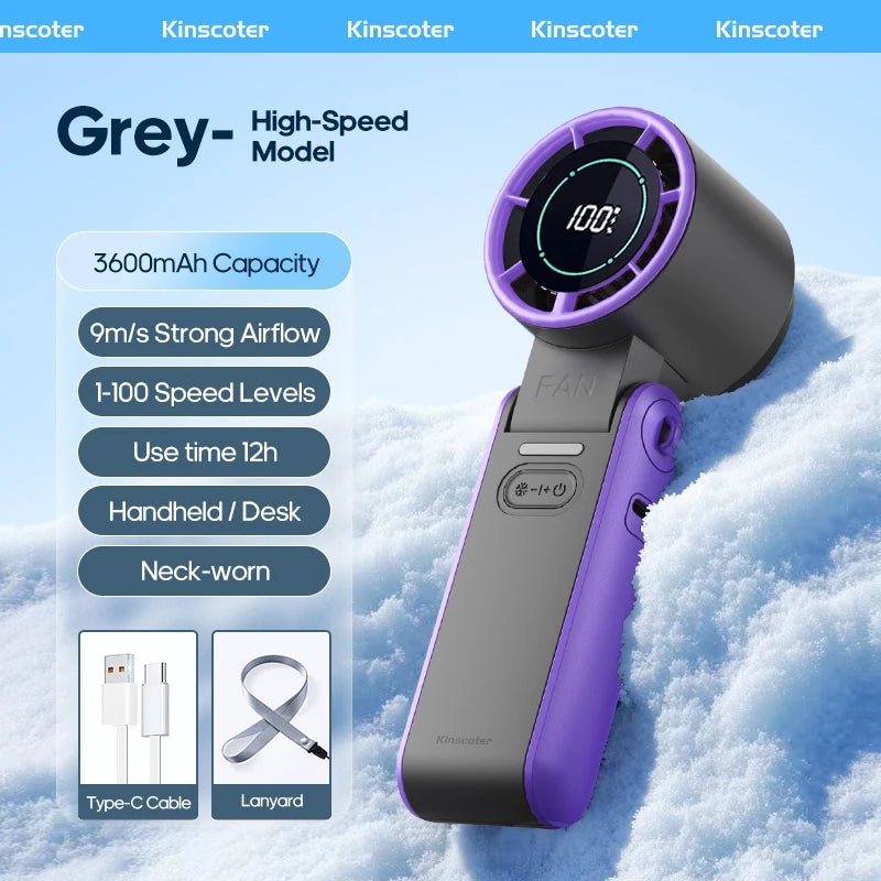 KINSCOTER Turbo Mini Fan Viral Summer Gadgets with 100-Speed Control