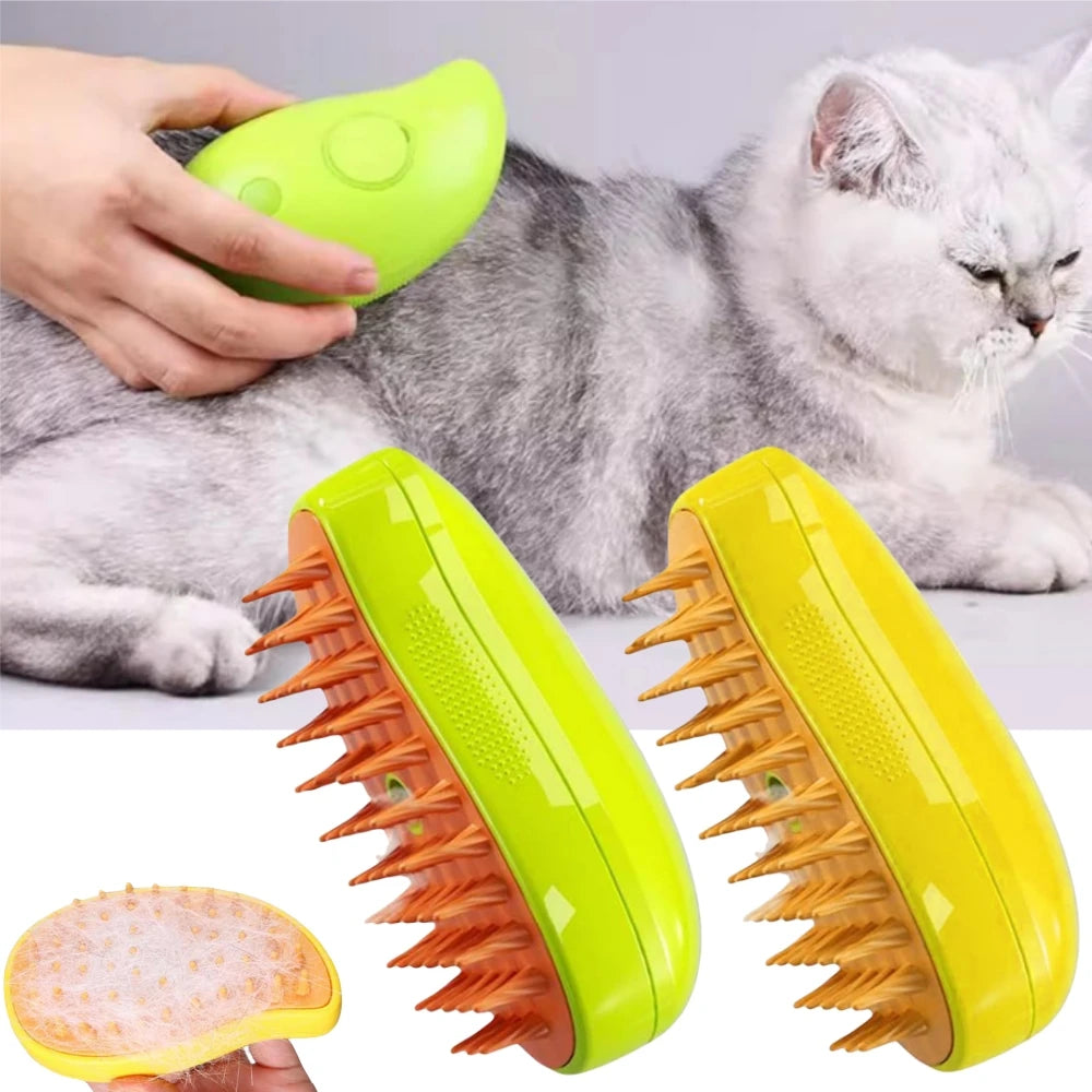 Cat & Dog Steam Brush , Perfect Grooming with Electric Spray!] 🐾🚿