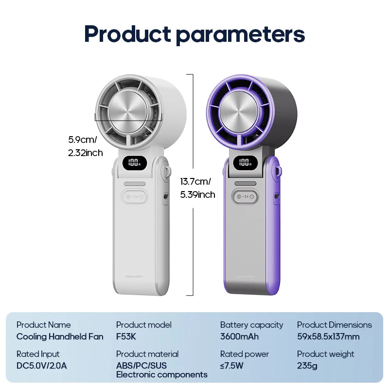 KINSCOTER Turbo Mini Fan Viral Summer Gadgets with 100-Speed Control