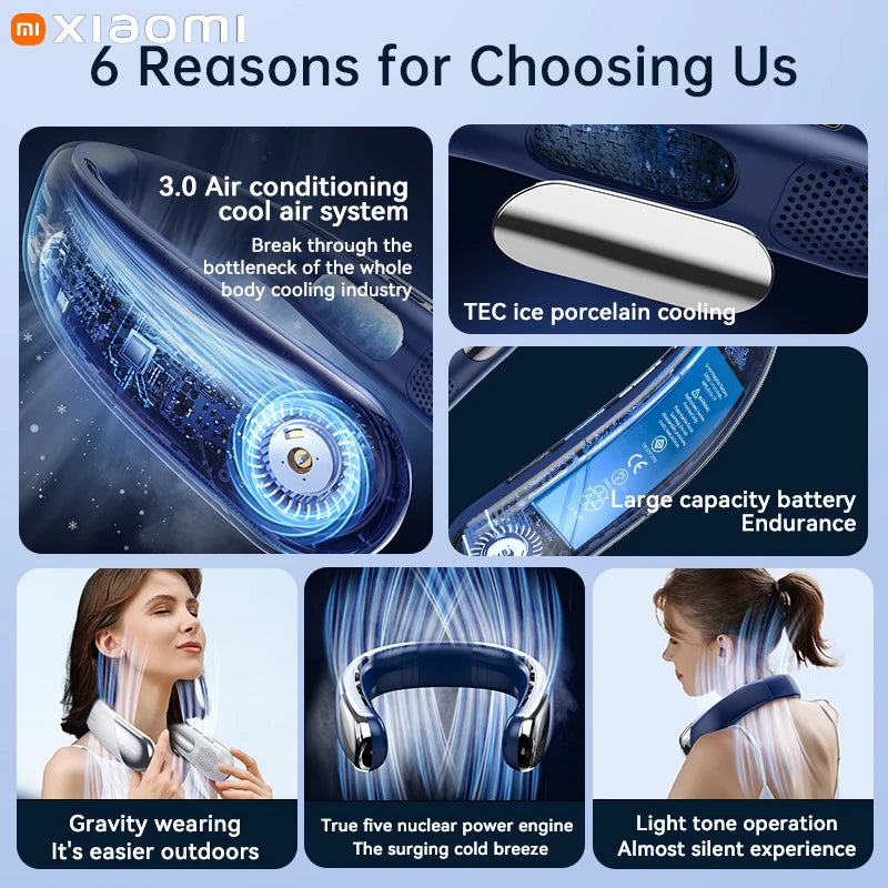 🌬️ USB Portable Neck Fan – Stay Cool in Style!