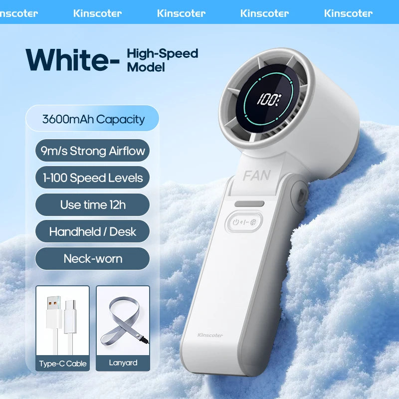 KINSCOTER Turbo Mini Fan Viral Summer Gadgets with 100-Speed Control