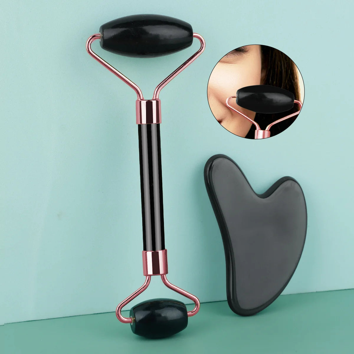 Rose Quartz Roller & Gua Sha Set ,Elevate Your Skincare Ritual
